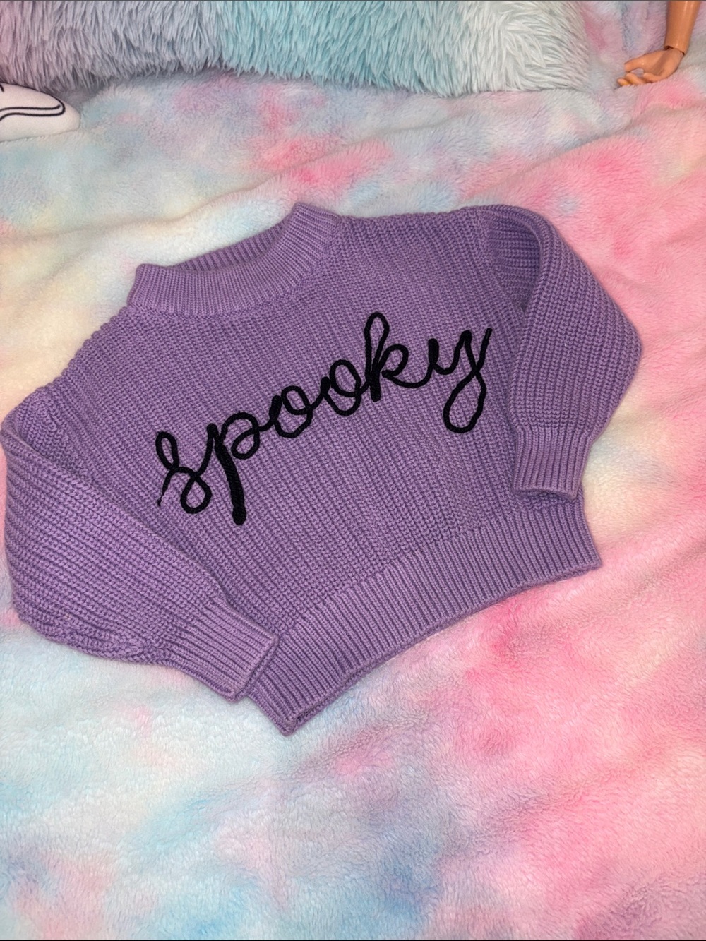 Old Navy Lavender Knit 'Spooky' Crewneck Sweater